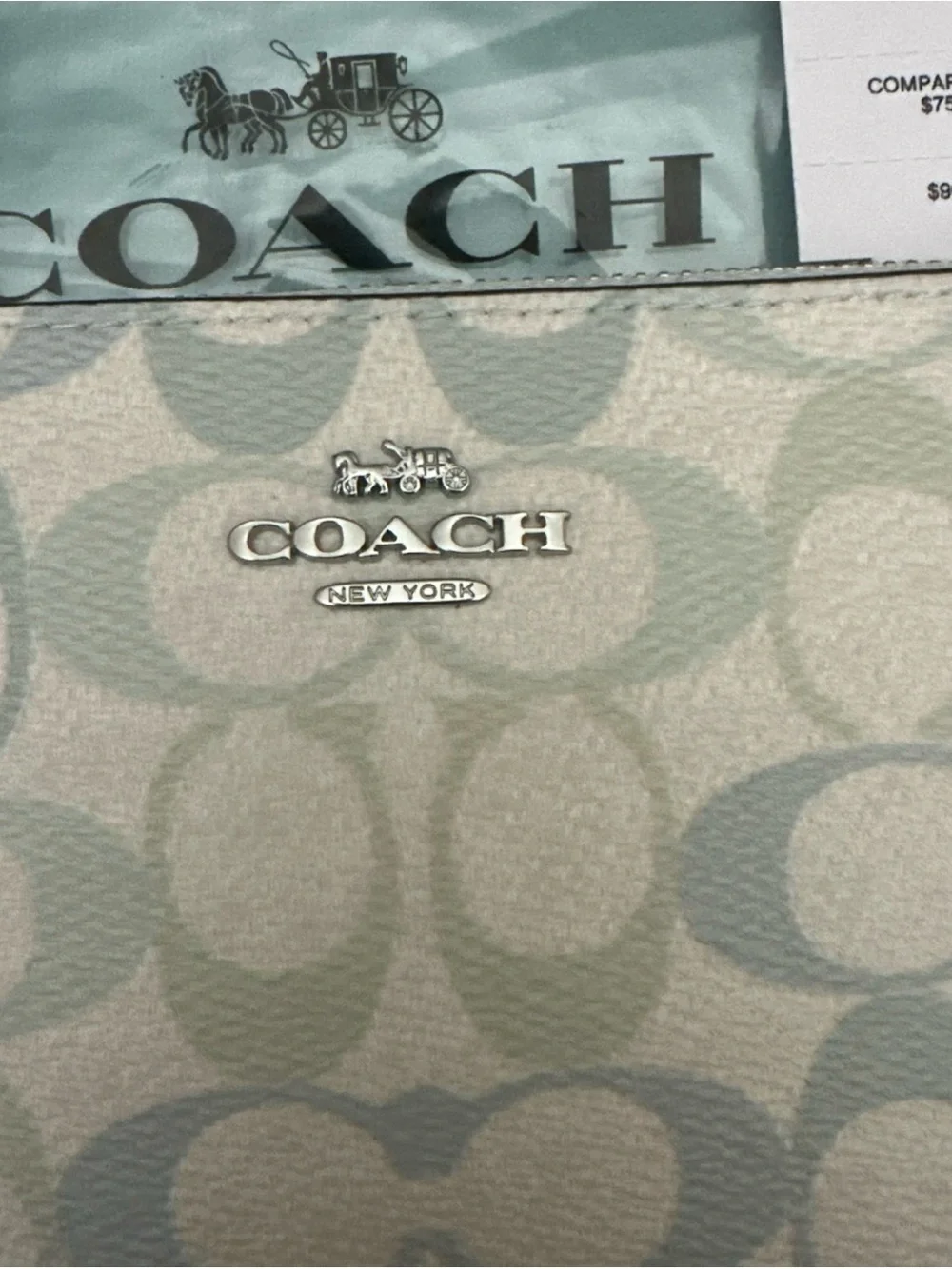 Super Cute Coach Wristlet,New,Chalk/Silver/Blue